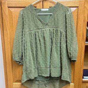 Ces Femme Olive Textured Blouse